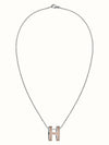 Pop H Pendant Silver Necklace Marron Glace - HERMES - BALAAN 1