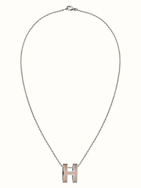 Pop H Pendant Silver Necklace Marron Glace - HERMES - BALAAN 1