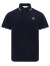 Stretch Cotton Pique Short Sleeve Polo Shirt Navy - STONE ISLAND - BALAAN 2