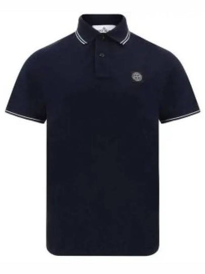 Stretch Cotton Pique Short Sleeve Polo Shirt Navy - STONE ISLAND - BALAAN 2