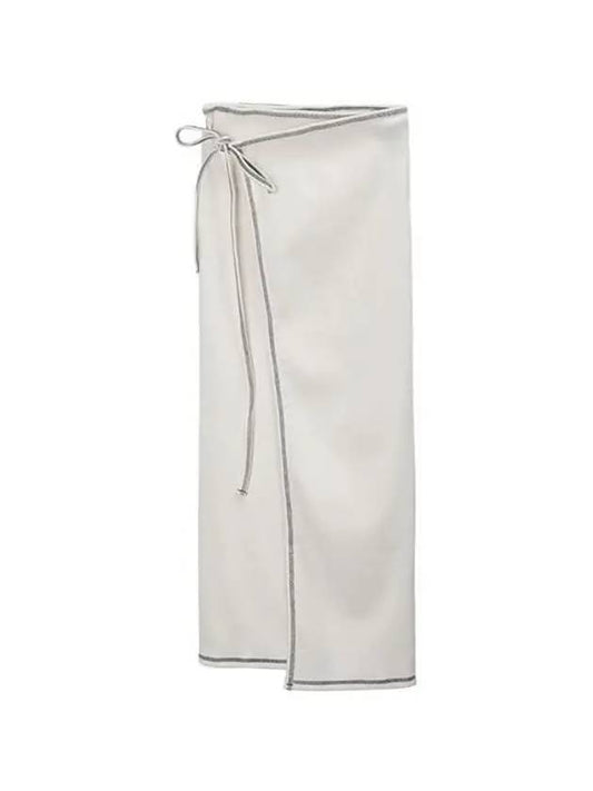 Women's GARBLE Wrap Skirt Undyed White SKGW RIB SP24 UN - BASERANGE - BALAAN 1
