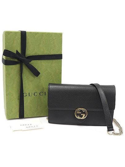 510314 Black leather interlocking GG chain mini clutch crossbag - GUCCI - BALAAN 2