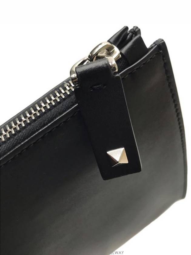 Rockstud VLTN Logo Document Clutch Bag Black - VALENTINO - BALAAN 6