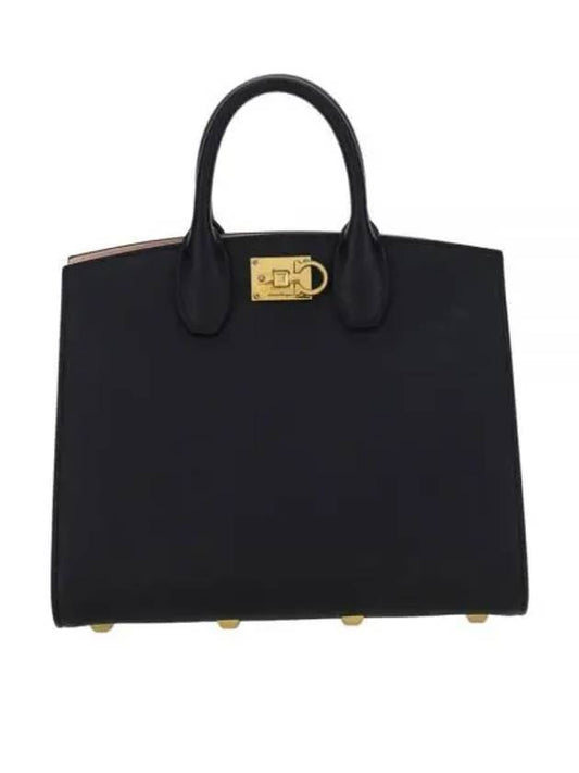 Medium Studio Box Tote Bag Black - SALVATORE FERRAGAMO - BALAAN 2