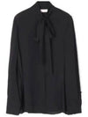 Scarf Neck Long Sleeve Silk Shirt Black - VALENTINO - BALAAN 2