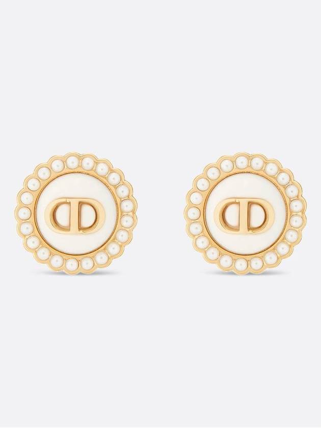 Petit CD Baroque Stud Earrings Latte Glass - DIOR - BALAAN 5