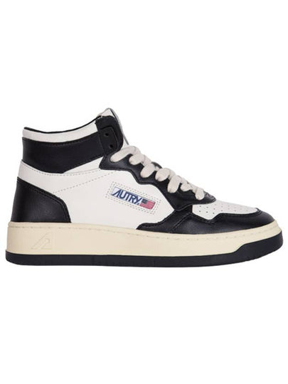 Women's Medalist Leather High Top Sneakers White Black - AUTRY - BALAAN 2