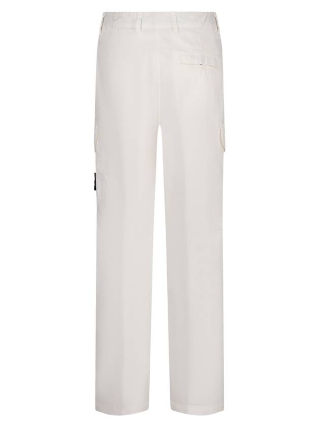 Regular Fit Cargo Cotton Straight Pants White - STONE ISLAND - BALAAN 3