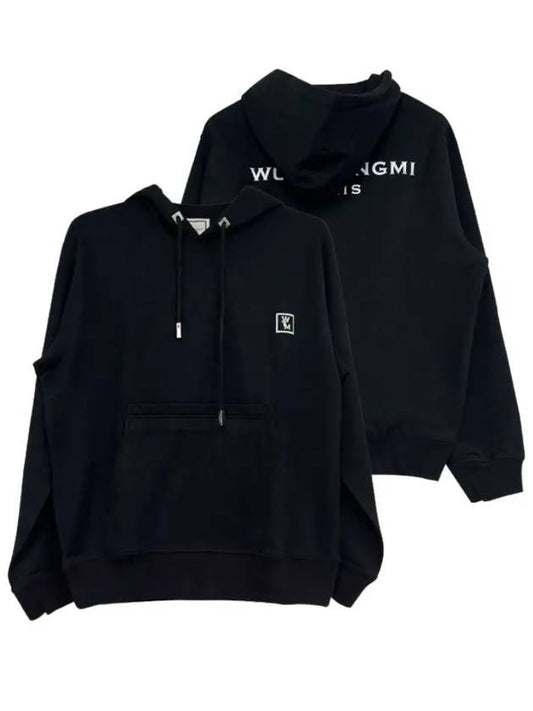 Back Logo Embroidered Cotton Hood Black - WOOYOUNGMI - BALAAN 2