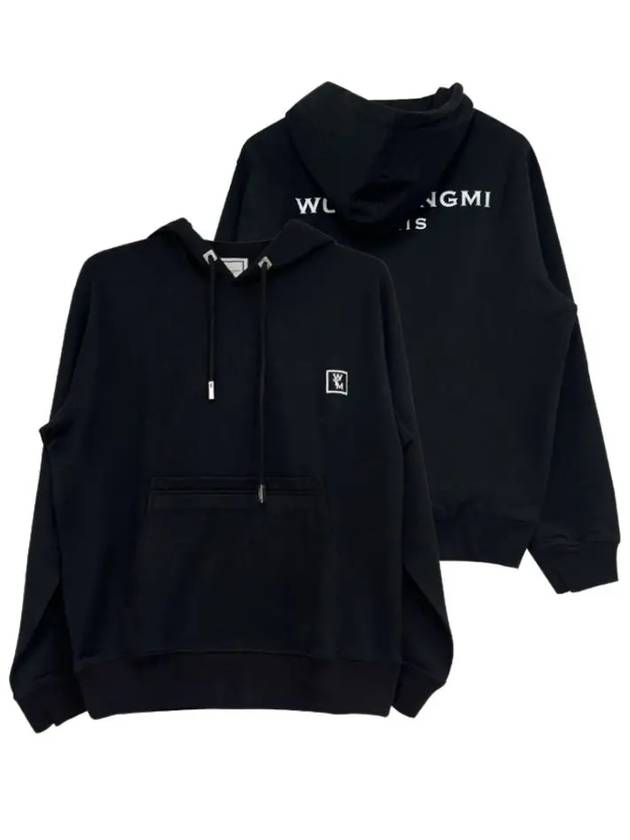 Back Embroidery Logo Cotton Hoodie Black - WOOYOUNGMI - BALAAN 2