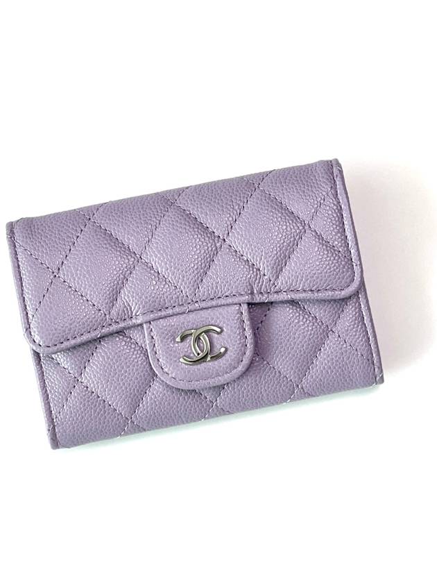 24 Years Classic Caviar Card Wallet Light Purple Lilac AP0214 Knock - CHANEL - BALAAN 1