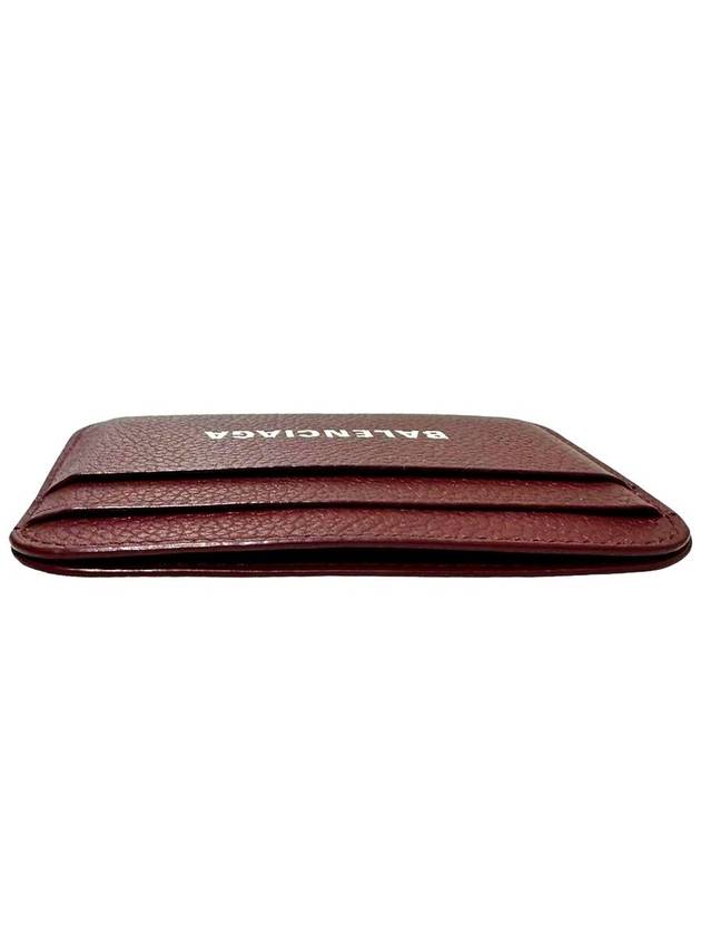 Women s 593812 Lettering Logo Burgundy Color Card Wallet - BALENCIAGA - BALAAN 4