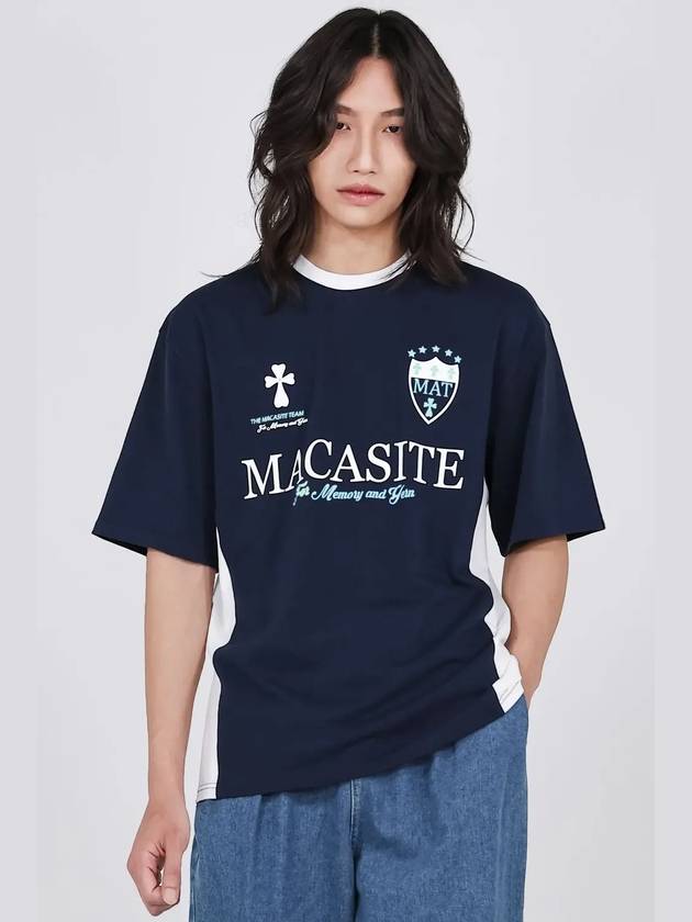 Football Cotton Short Sleeve T-Shirt Navy - MACASITE - BALAAN 4