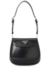 Cleo Brushed Leather Mini Shoulder Bag Black - PRADA - BALAAN 3