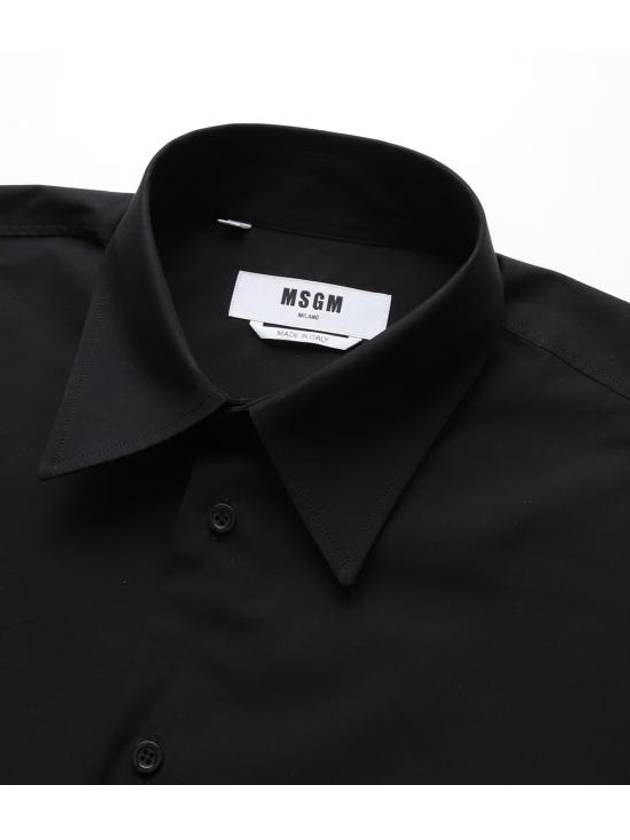 Embroidered Logo Cotton Long Sleeve Shirt Black - MSGM - BALAAN 3