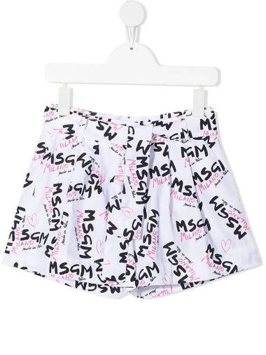 Kids All Over Logo Short Pants White MS026945 001 - MSGM - BALAAN 1