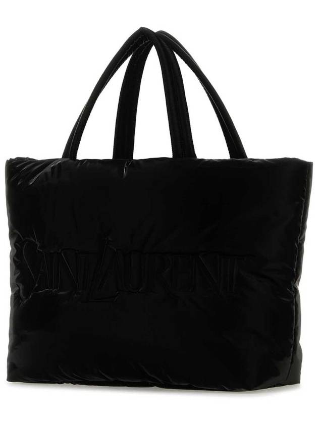 Silktech Canvas Tote Bag Black - SAINT LAURENT - BALAAN 4