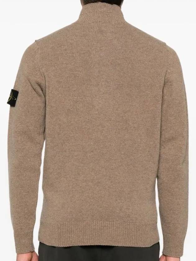 Wappen Patch Half Button Lambswool Knit Top Brown - STONE ISLAND - BALAAN 5