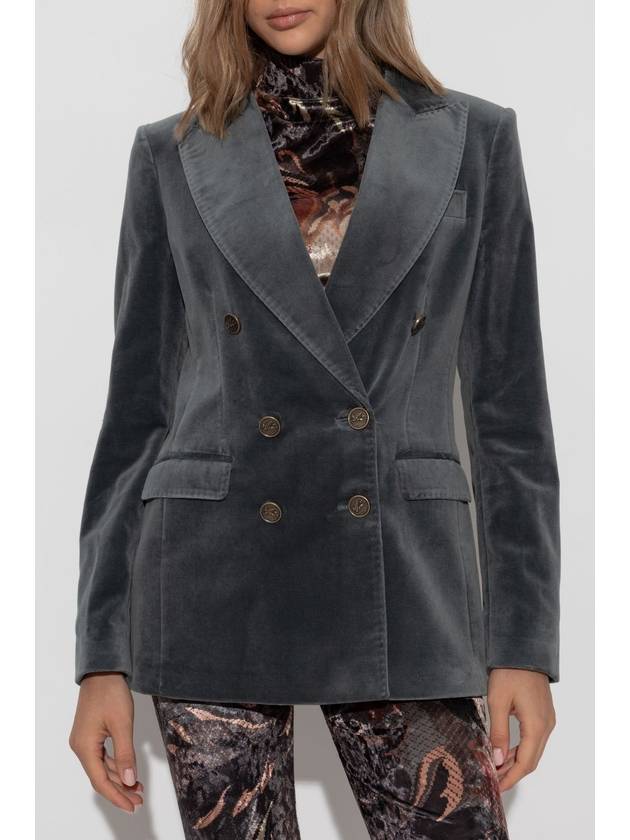 Double breasted velvet jacket gray - ETRO - BALAAN 4