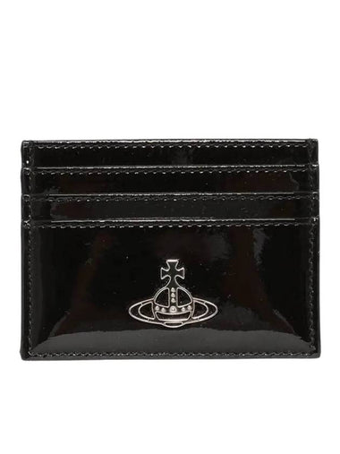 Logo Plaque Leather Card Wallet Black - VIVIENNE WESTWOOD - BALAAN 1