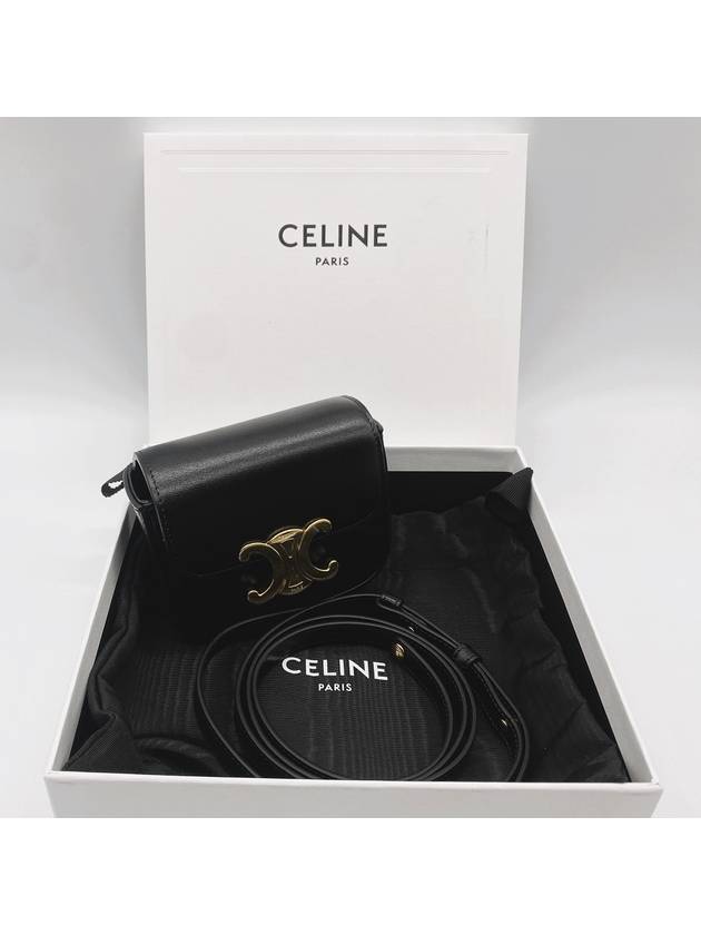 Triomphe Small Shiny Calfskin Cross Bag Black - CELINE - BALAAN 6