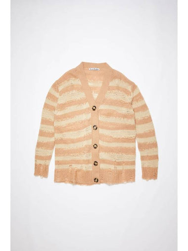 Distressed Stripe Cardigan Beige - ACNE STUDIOS - BALAAN 1