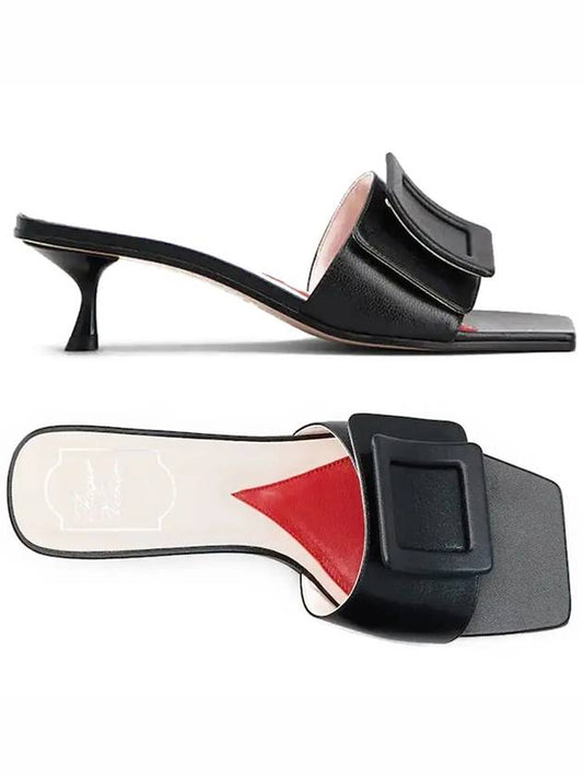 Covered Buckle Mules In Patent Leather Black - ROGER VIVIER - BALAAN.