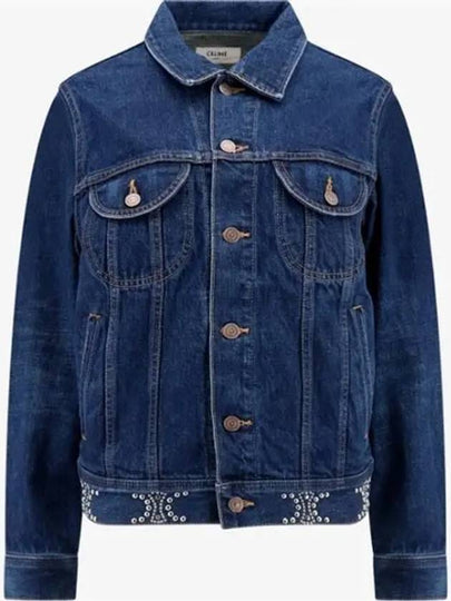 Trucker Cotton Denim Jacket Navy - CELINE - BALAAN 2