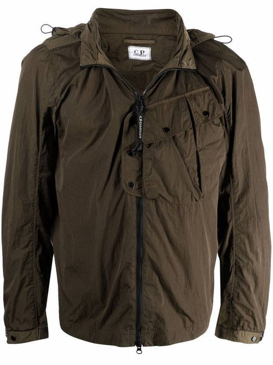 Men's Chrome R Goggles Hooded Zip-Up Jacket Khaki - CP COMPANY - BALAAN.