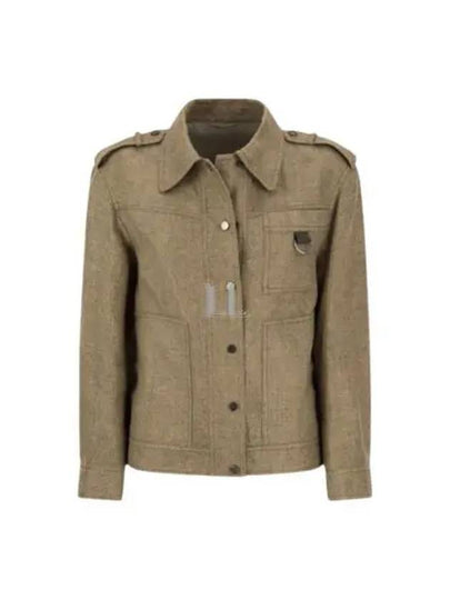 Linen Blend Shirt Jacket Beige - BRUNELLO CUCINELLI - BALAAN 2