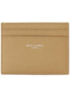 Logo Detail Calfskin Card Wallet Teakwood - SAINT LAURENT - BALAAN 2