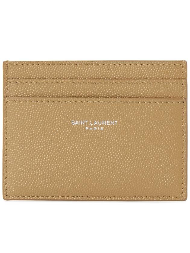 Logo Detail Calfskin Card Wallet Teakwood - SAINT LAURENT - BALAAN 2