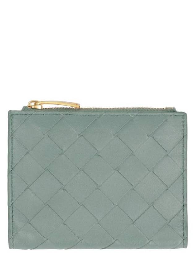 Intrecciato Small Leather Half Wallet Green - BOTTEGA VENETA - BALAAN 1