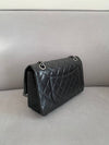 255 Chain Vintage Calfskin Ruthenium  Medium Flap Shoulder Bag Black - CHANEL - BALAAN 6