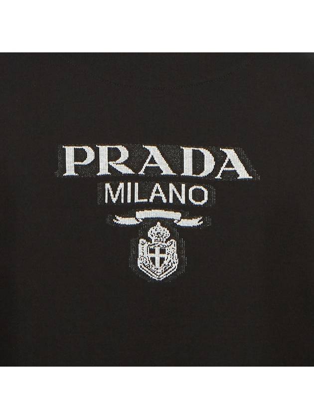 Back Embroidery Logo Cotton Hooded Zip-up Black - PRADA - BALAAN 11