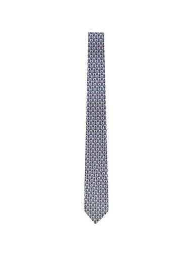 Hoopoe Print Silk Tie Blue - SALVATORE FERRAGAMO - BALAAN 1