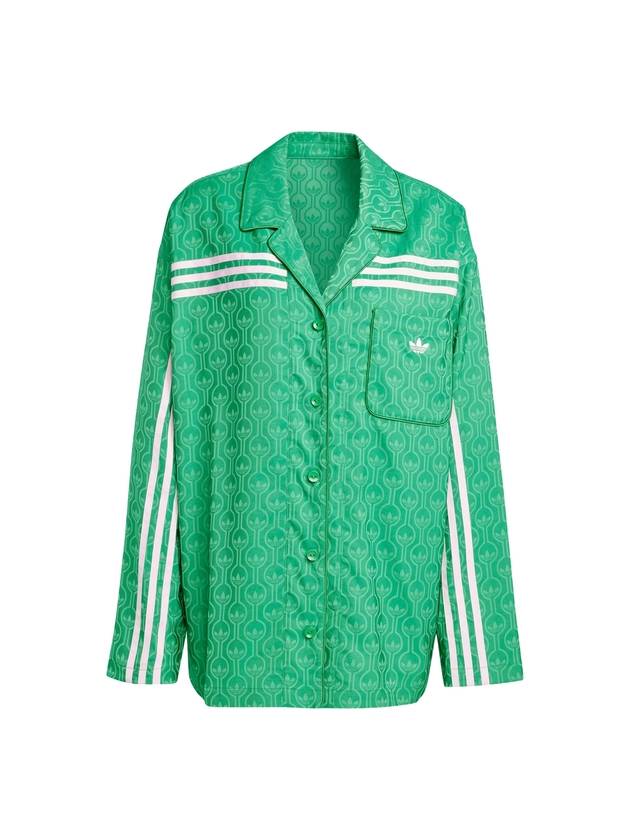 70S Trefoil Monogram Long Sleeve Shirt Green - ADIDAS - BALAAN 1