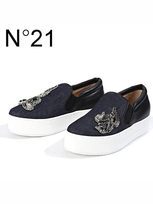 Women's Jewel Denim Slip-ons - Nº 21 - BALAAN.