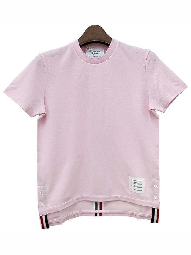 Center Back Stripe Classic Cotton Pique Relaxed Fit Short Sleeve T-Shirt Pink - THOM BROWNE - BALAAN 3