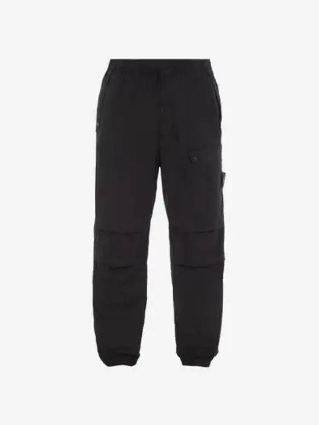 Logo Twill Cotton Cargo Track Pants Black - STONE ISLAND - BALAAN 3