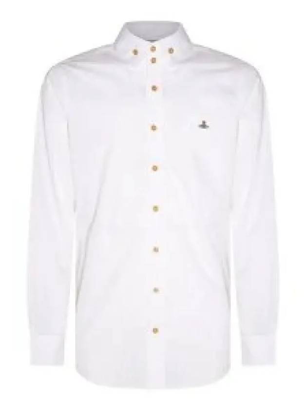 Men's Embroidered ORB Logo Long Sleeve Shirt White - VIVIENNE WESTWOOD - BALAAN 2