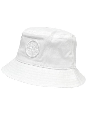 Logo Embroidered Cotton Reps Bucket Hat White 801690365 V0001 - STONE ISLAND - BALAAN 1