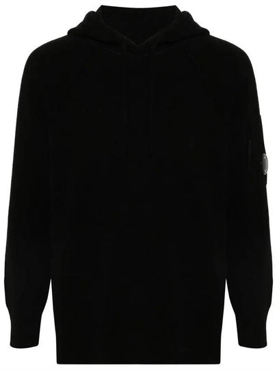 Lambswool GRS Hooded Waffle Knit Top Black - CP COMPANY - BALAAN 2