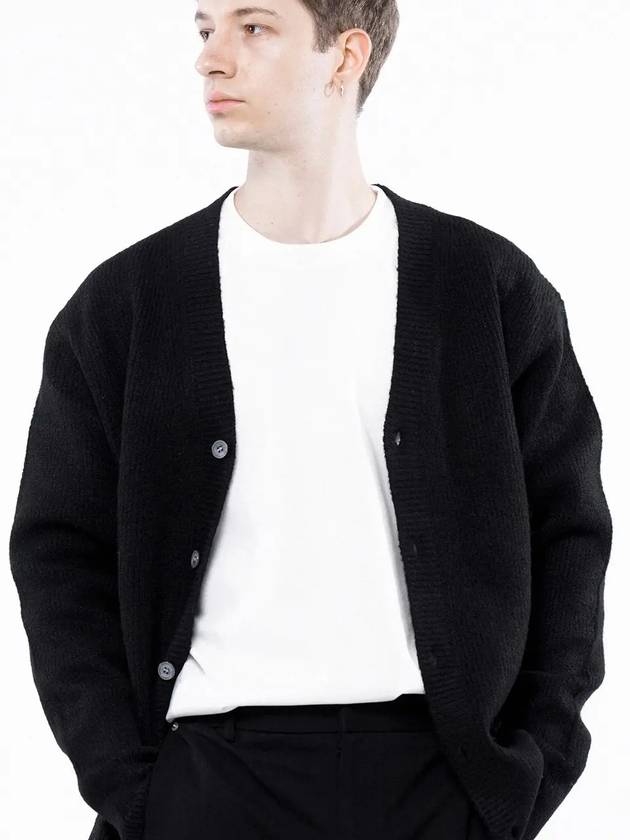 Men s M243OT01BK Dense Hachi Wool Blended Y neck Knit Cardigan Black - CHANCE'S NOI - BALAAN 3