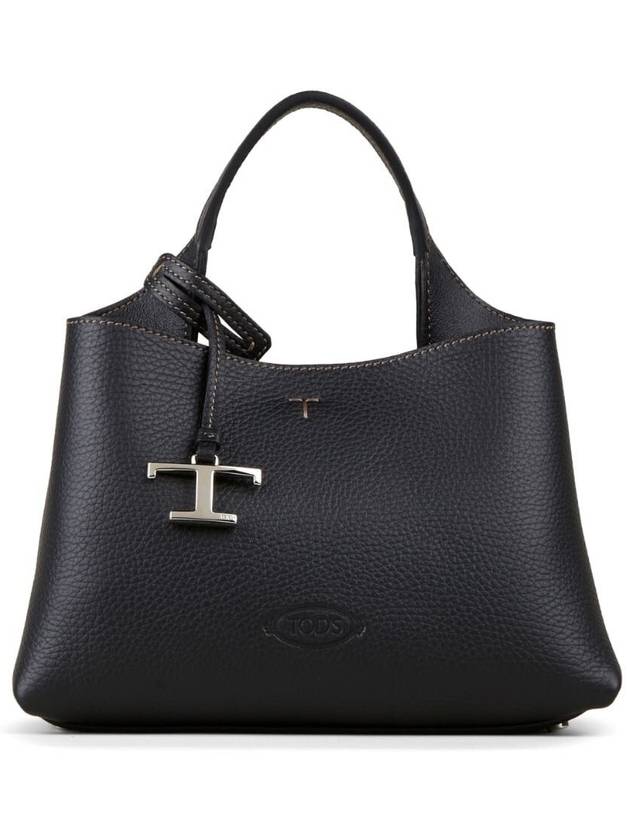 Logo Charm Leather Micro Tote Bag Black - TOD'S - BALAAN 2