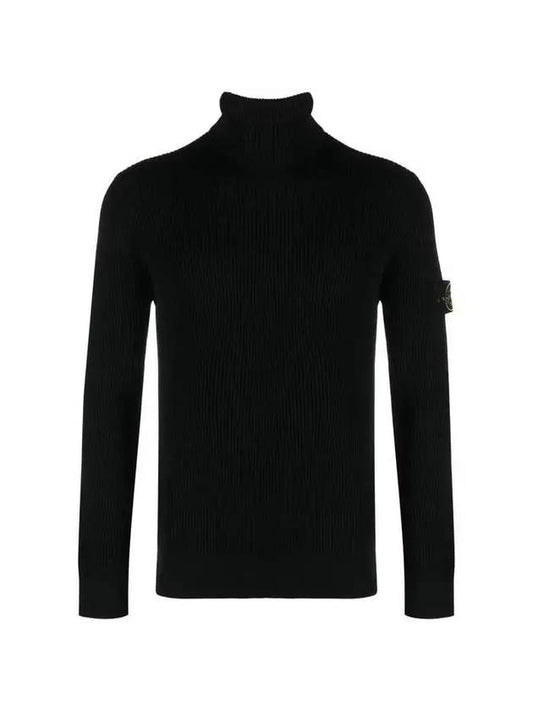 Men's Logo Patch Turtleneck Black - STONE ISLAND - BALAAN 1