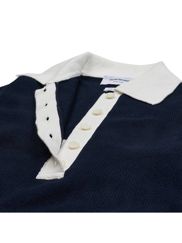 Cotton 4-Bar Hector Polo T- Shirt Navy - THOM BROWNE - BALAAN 9