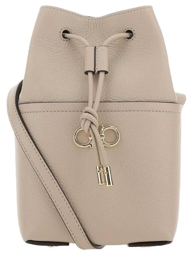 Gancini Mini Bucket Bag Beige - SALVATORE FERRAGAMO - BALAAN.