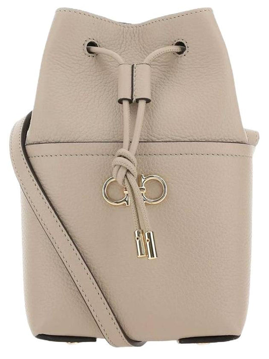 Gancini Mini Bucket Bag Beige - SALVATORE FERRAGAMO - BALAAN.