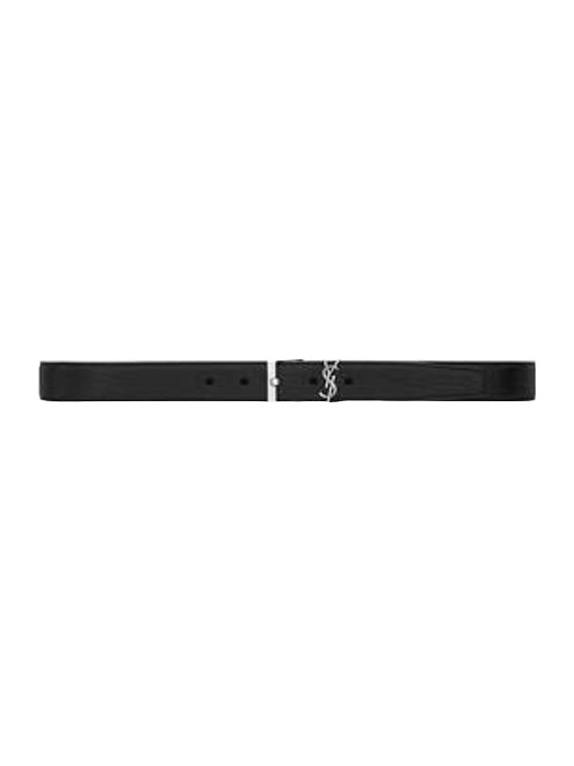 Cassandre Lambskin Leather Belt Black - SAINT LAURENT - BALAAN 1